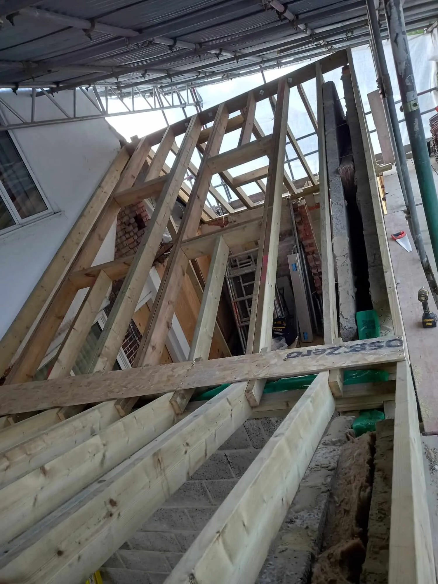 New floor joists installed for loft conversion extension in North London