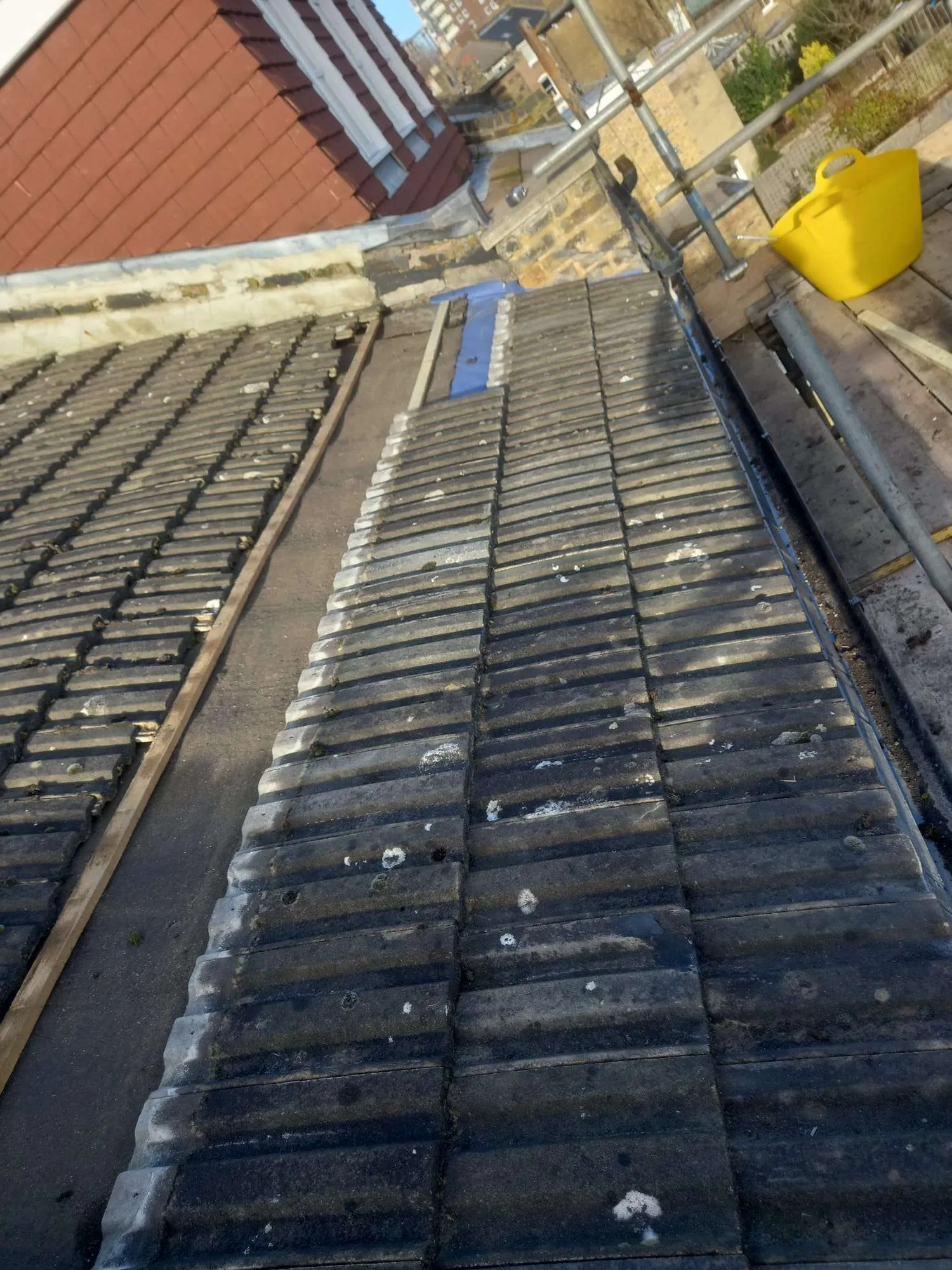 Breathable membrane with counter battens and new guttering during re-roof